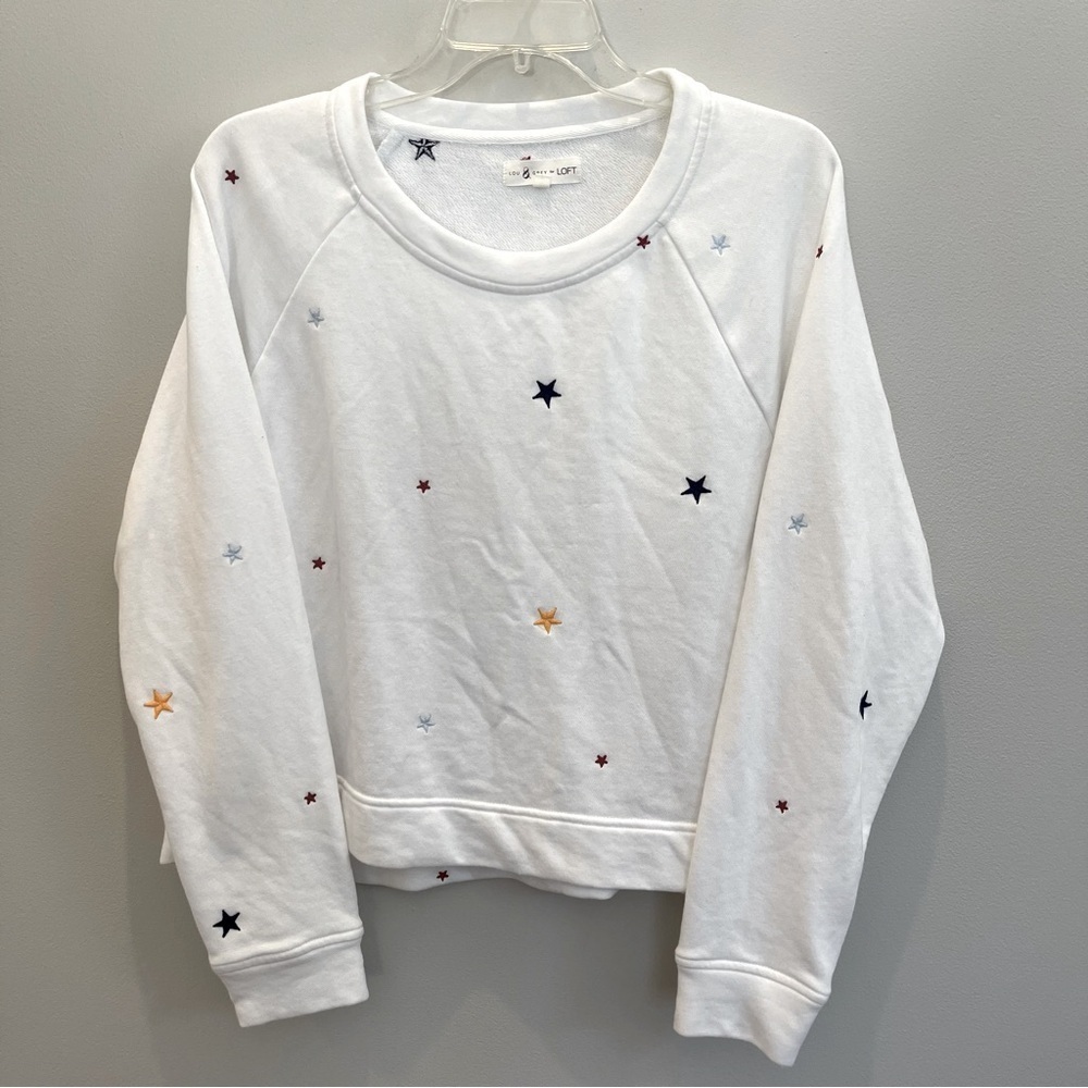 Lou & Grey x Loft Sweatshirt Womens L Star Embroidered long sleeve Terrycloth